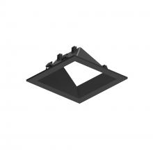Nora NAPF-3SWWB/FL - 3" Apollo Square Flanged Wall Wash Trim with Frosted Lens, Black Finish