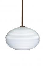 Besa Lighting 1TT-491207-BR - Besa Stem Pendant Pape 10 Bronze Opal Ribbed 1x100W Medium Base
