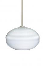 Besa Lighting 1TT-491207-SN - Besa Stem Pendant Pape 10 Satin Nickel Opal Ribbed 1x100W Medium Base