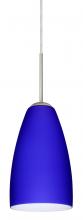 Besa Lighting J-1511CM-SN - Besa Riva 9 Pendant For Multiport Canopy Satin Nickel Cobalt Blue Matte 1x75W Medium Base