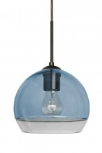 Besa Lighting J-ALLY8BL-BR - Besa, Ally 8 Cord Pendant For Multiport Canopy, Coral Blue/Clear, Bronze Finish, 1x60W Medium Base