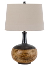 CAL Lighting BO-3211TB - 150W 3 way Yuma ceramic table lamp with hardback fabric shade