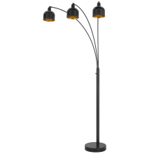 CAL Lighting BO-3231-3-DB - 60W x 3, 3 way Ellington arc floor lamp with metal gold tone shades and heavy weighted base