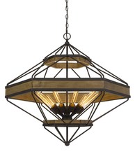 CAL Lighting FX-3702-9 - Alicante 60W X 9 Pine Wood/Metal Chandelier (Edison Bulbs Not included)