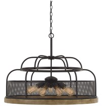 CAL Lighting FX-3706-9 - Akaki 60W X 9 Metal/Pine Wood Chandelier (Edison Bulbs Not included)