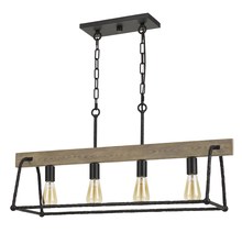CAL Lighting FX-3712-4 - Lockport Hang Forged Metal/Wood Island Chandelier (Edison Bulbs Not included)