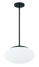 Craftmade 56894-FB-WG - Gaze 14" 1 Light Oval Pendant in Flat Black, White Glass