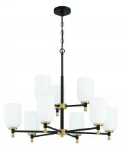 Craftmade 60329-FBSB - Council 9 Light Chandelier in Flat Black/Satin Brass