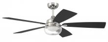 Craftmade CHS52PLN5 - Chandler 52" 5-Blade Ceiling Fan in Polished Nickel w/ Flat Black/Greywood Blades