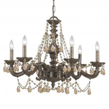 Crystorama 5026-VB-GT-MWP - Paris Market 28'' Golden Teak Hand Cut Crystal Venetian Bronze Chandelier