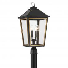 Crystorama HAW-609-MK-TG - Hawkins 12'' Matte Black + Textured Gold Outdoor Post