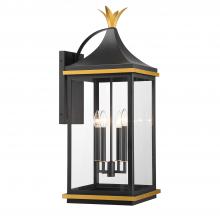 Crystorama SIM-804-MK-TG - Simpson 12.25'' Matte Black + Textured Gold Outdoor Sconce