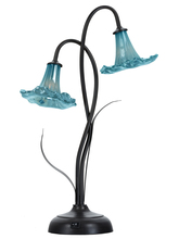 Dale Tiffany SAT17077LED - Blue Trumpet 2-Light LED Hand Blown Art Glass Accent Lamp