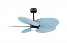 Matthews Fan Company AKTPLK-BK-BL - Alessandra Tropical-Five Blade Ceiling Fan-5CCT Integrated LED-Matte Black Finish-Light Blue Blades
