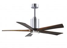 Matthews Fan Company PA5-CR-WA-52 - Patricia-5-52" Five Blade Ceiling Fan-5CCT Integrated LED-Polished Chrome Finish-Walnut Tone Bla