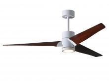 Matthews Fan Company SJ-WH-WN-60 - Super Janet - 60" Ceiling Fan - Integrated LED - Gloss White Finish - Walnut Tone Blades