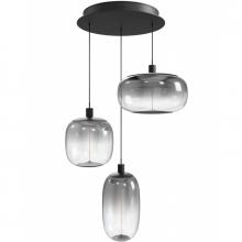 Avenue Lighting HF9173-BK - Monaco 3-Light Multi Pendant in Black with Gradient Smoke Glass