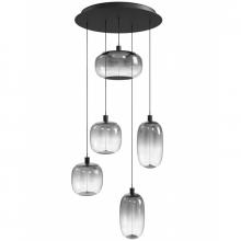 Avenue Lighting HF9175-BK - Monaco 5-Light Multi Pendant in Black with Gradient Smoke Glass