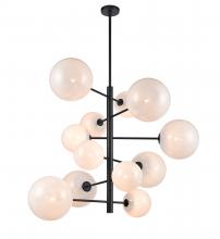 Avenue Lighting HF4212-BK-WHT - Delilah 37" Chandelier in Black with Frosted White Glass