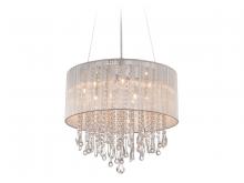 Avenue Lighting HF1500-SLV - Beverly Dr. 32" Round Chandelier with Silver Silk String Shade
