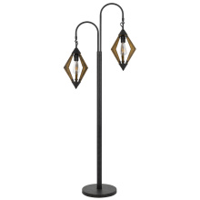 CAL Lighting BO-2856FL-2L - 6W x 2 Valence pine wood/metal floor lamp with diamond shape shade.