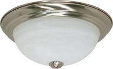Nuvo 60/197 - 2 Light; 11 in.; Flush Mount; Alabaster Glass; Brushed Nickel Finish