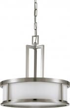 Nuvo 60/2857 - Odeon; 4 Light; Pendant with Satin White Glass; Brushed Nickel Finish