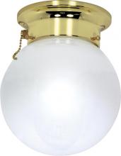 Nuvo 60/295 - 1 Light; 6 in.; Ceiling Mount; White Ball with Pull Chain Switch; Polished Brass Finish