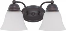 Nuvo 60/3166 - Empire; 2 Light; 15 in.; Vanity with Frosted White Glass; Mahogany Bronze Finish