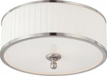 Nuvo 60/4741 - Candice; 3 Light; Flush Dome Fixture with Pleated White Shade; Brushed Nickel Finish