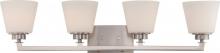 Nuvo 60/5454 - Mobili; 4 Light; Vanity Fixture with Satin White Glass; Brushed Nickel Finish