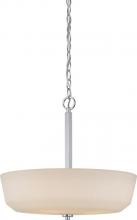 Nuvo 60/5807 - Willow; 4 Light; Pendant with White Glass; Polished Nickel Finish
