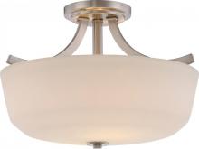 Nuvo 60/5826 - Laguna; 2 Light; Semi-Flush with White Glass; Brushed Nickel Finish