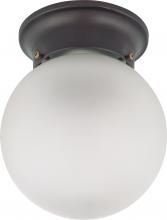 Nuvo 60/6012 - 1 Light; 6 in.; Ceiling Mount with Frosted White Glass; Color retail packaging; Mahogany Bronze