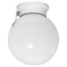 Nuvo 60/712 - 1 Light; 6 in.; Ceiling Fixture; White Ball with Pull Chain Switch; White Finish