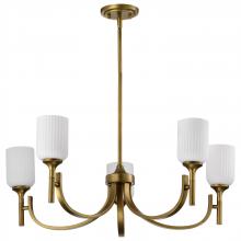 Nuvo 60/8670 - Solara; 5 Light Chandelier; Natural Brass Finish; Frosted Ribbed Glass