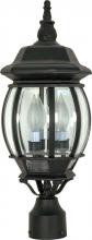 Nuvo 60/899 - Central Park; 3 Light; 21 in.; Post Lantern with Clear Beveled Glass; Textured Black Finish