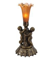 Meyda White 11476 - 12" High Amber Tiffany Pond Lily Twin Cherub Mini Lamp