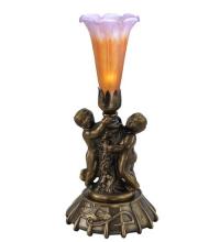 Meyda White 11500 - 12" High Amber/Purple Tiffany Pond Lily Twin Cherub Mini Lamp