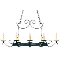 Meyda White 117018 - 51" Long Handforged Oval 8 Light Pot Rack