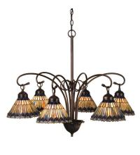 Meyda White 12271 - 31"W Tiffany Jeweled Peacock 6 LT Chandelier