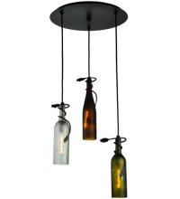 Meyda White 136534 - 18" Wide Tuscan Vineyard Multi-Color 3 Wine Bottle Cascading Pendant