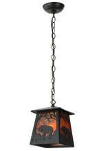 Meyda White 142022 - 7.5" Square Grizzly Bear at Dawn Mini Pendant