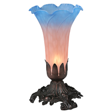 Meyda White 14321 - 7" High Pink/Blue Tiffany Pond Lily Victorian Mini Lamp