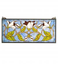 Meyda White 204638 - 25" Wide X 11" High Magnolia Transom Stained Glass Window