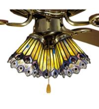 Meyda White 27474 - 4" Wide Tiffany Jeweled Peacock Fan Light Shade