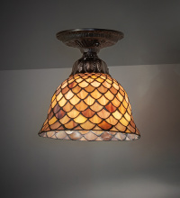 Meyda White 276082 - 8" Wide Tiffany Fishscale Flushmount