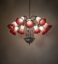 Meyda White 276573 - 24" Wide Pink/White Tiffany Pond Lily 12 Light Chandelier