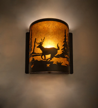 Meyda White 285255 - 8" Wide Deer at Lake Left Wall Sconce