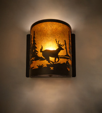 Meyda White 285259 - 8" Wide Deer at Lake Right Wall Sconce